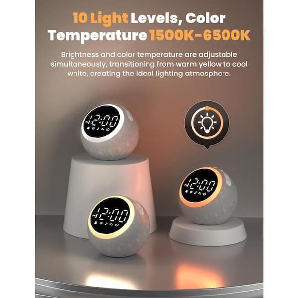 White Noise Alarm Clock with Night Light, 25 Soothing Sounds, Adjustable Brightness, Sleep Timer, Ideal for Bedrooms SA1159B321 - The Home Depot White Noise Alarm Clock with Night Light, 25 Soothing Sounds, Adjustable Brightness, Sleep Timer, Ideal for Bedrooms SA1159B321 - The Home Depot