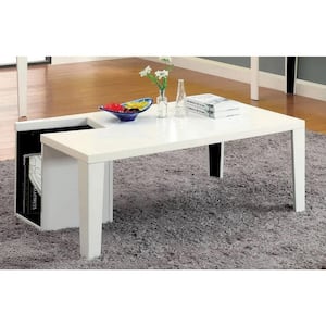 Butters 47.5 in. White Rectangle Wood Coffee Table with Storage