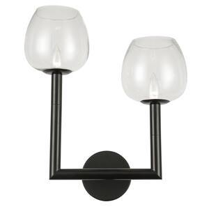 Nora 2-Light Matte Black Wall Sconce