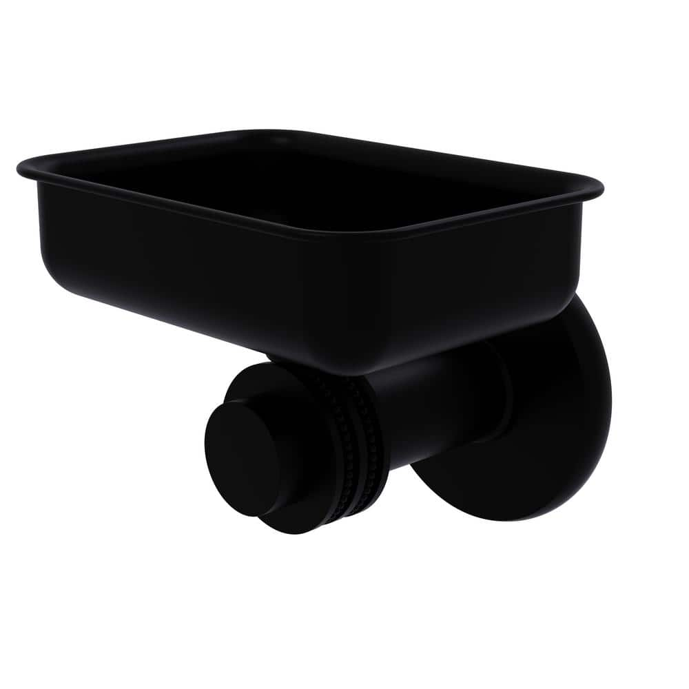 Allied Brass Mercury Collection Wall Mounted Soap Dish with Dotted Accents in Matte Black