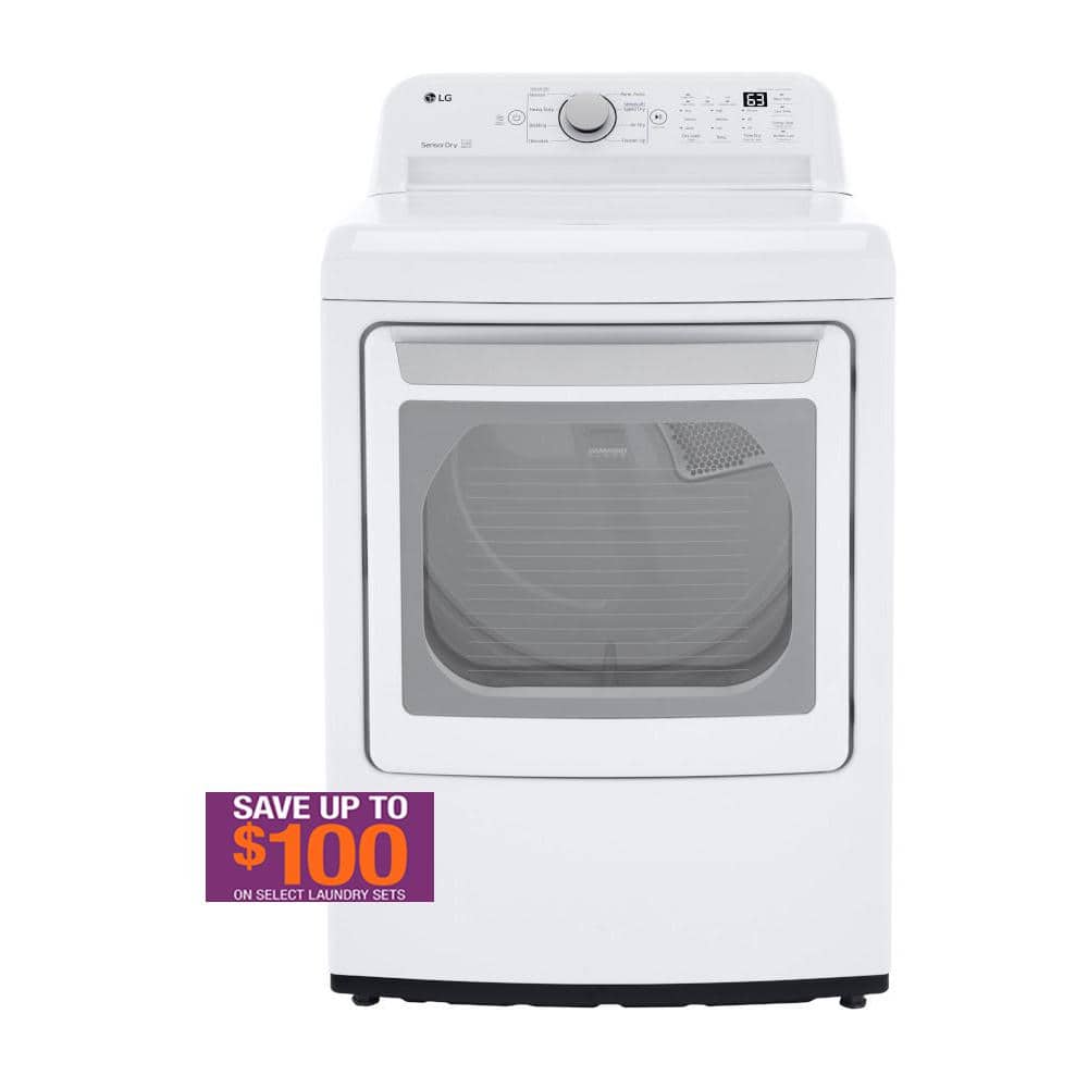 LG 7.3 Cu. Ft. Vented Gas Dryer in White with Sensor Dry Technology