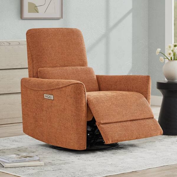 Spruce & Spring Kensie Terrracotta Fabric Swivel Power Recliner 