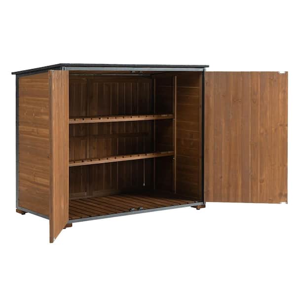 50.4 in. W x 26.8 in. D x 41 in. H Dark Brown Wooden Outdoor Storage Cabinet