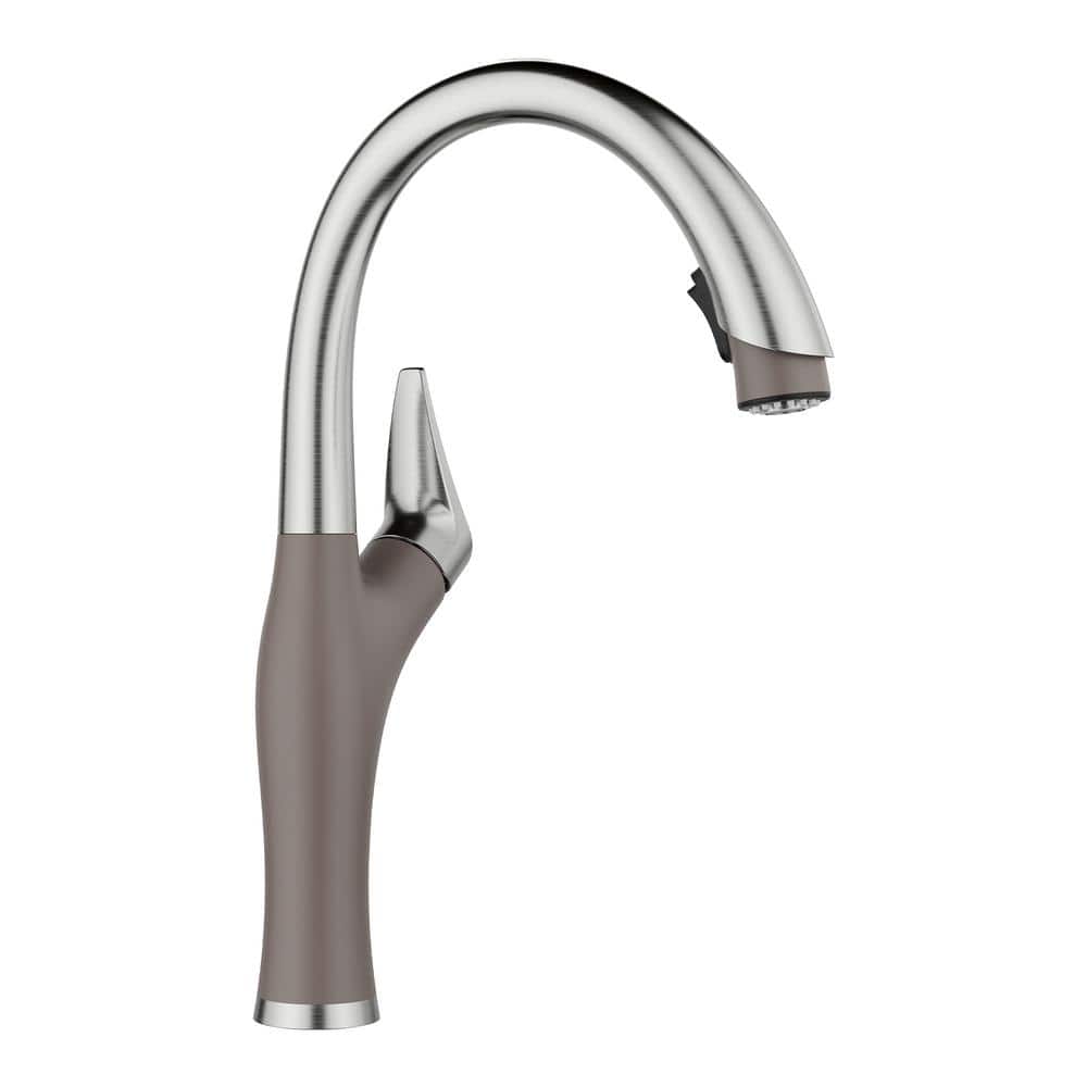 ARTONA Single-Handle Pull Down Sprayer Kitchen Faucet in PVD Steel/Volcano 