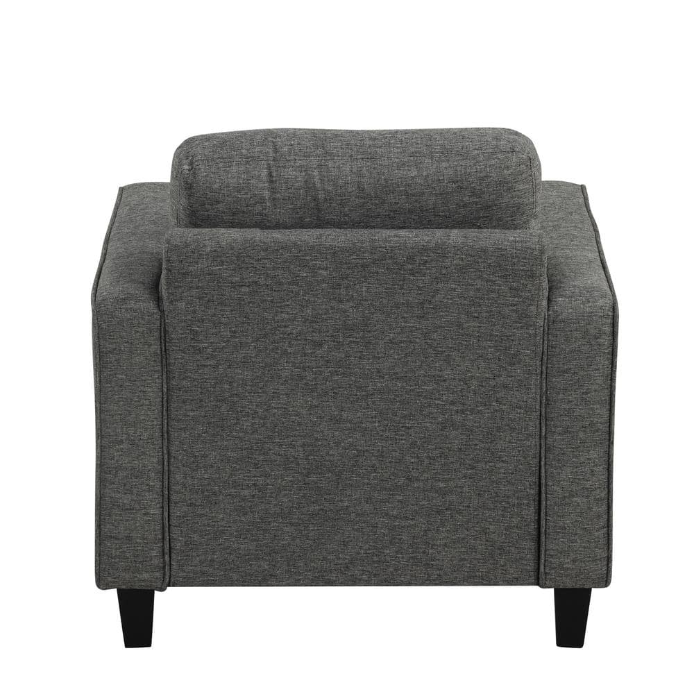 Gray Handcrafted Wood Frame Accent Chair with Plush Cushions