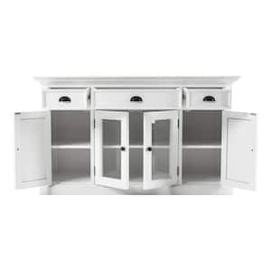 Charlie White Wood 57.09 in. Sideboard with Drawers and Glass Doors