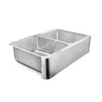 Anning Farmhouse Apron-Front Crafted Stainless Steel 32 in. 50/50 Double Bowl Kitchen Sink with Polished Finish