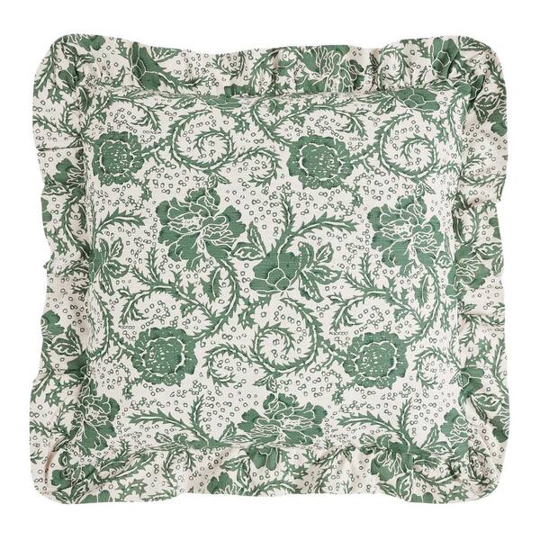 VHC BRANDS Dorset Green Farmhouse Floral Cotton Euro Sham 81217