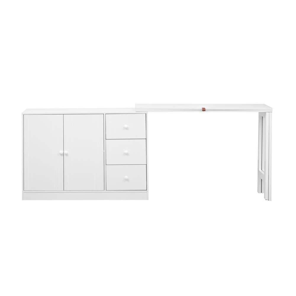 88.2 in. W x 15.6 in. D x 32.9 in. H White Wood Linen Cabinet with 2-Door, 