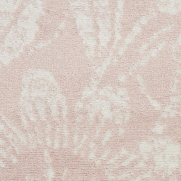 8' X 10' Pink and Ivory Floral Distressed Non Skid Area Rug