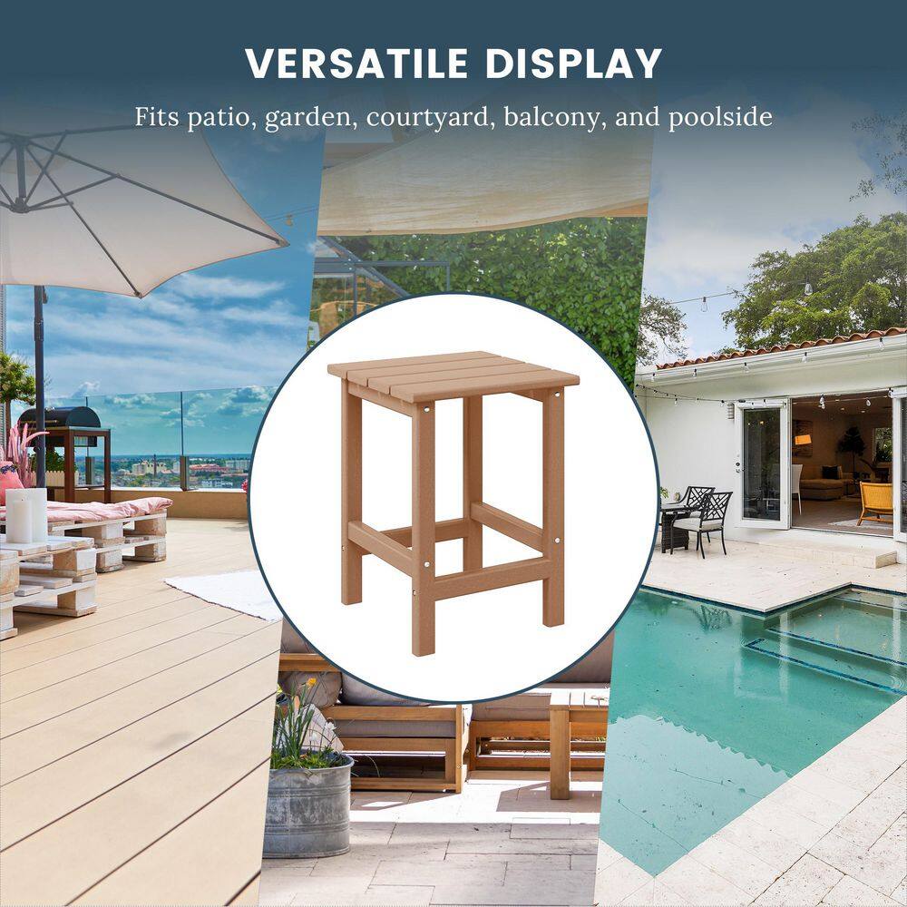 Laguna Square Teak Outdoor Side Table - All-Weather HDPE