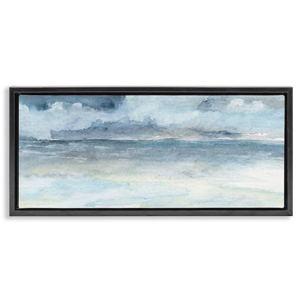 Abstract Cloudy Ocean Waves by Regina Moore Black Floater Frame Graphic Art Print Coastal 31 in. x 15 in.
