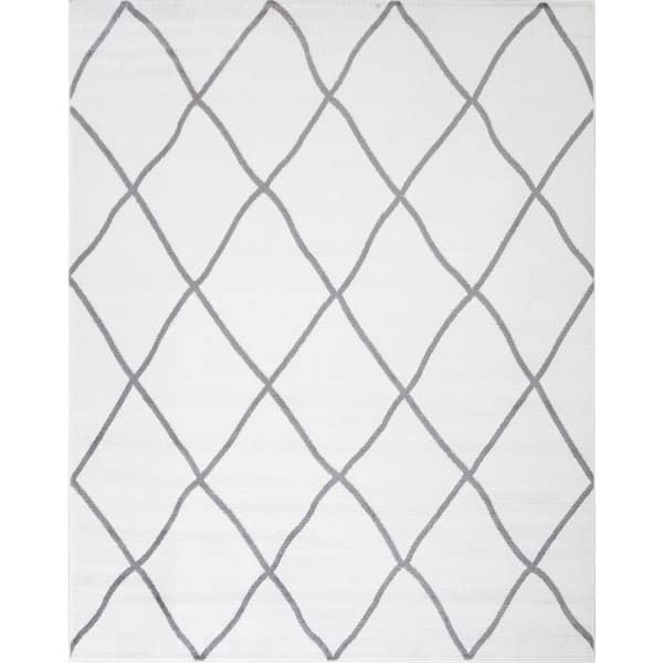 Madison Collection Diamond Ivory 7 ft. x 9 ft. Area Rug
