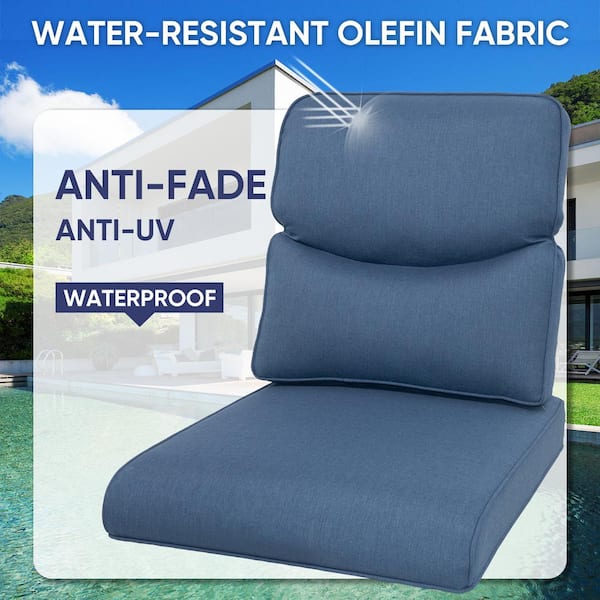 23 in. x 25 in. Crescent Moon Series 2-Piece Deep Seating Outdoor Lounge Chair Blue Cushion