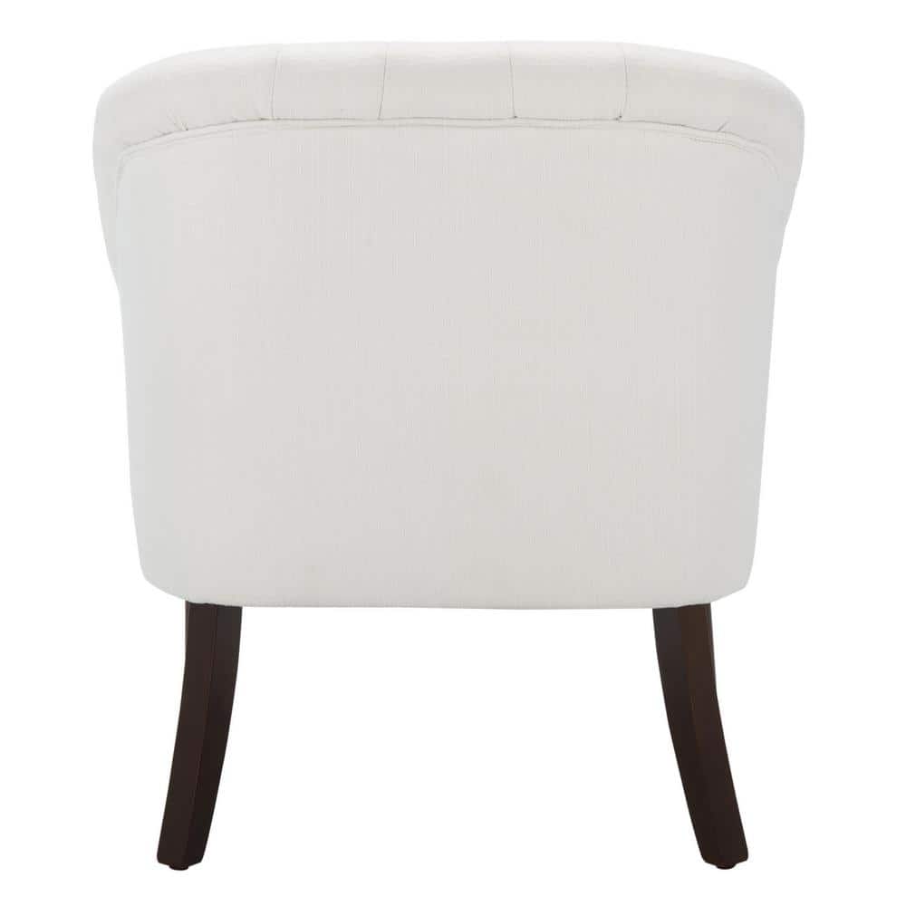 Sleek White Velvet Accent Chair with Walnut Flared Legs