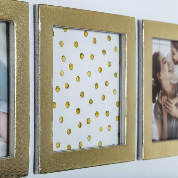 white and gold picture frames