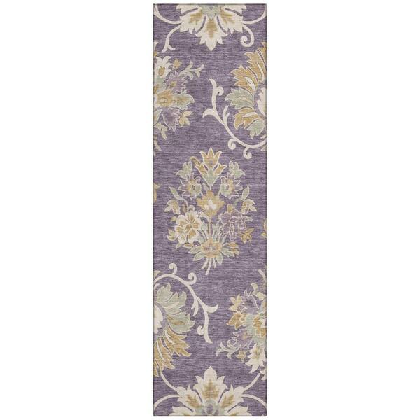 Chantille Machine Washable Indoor/Outdoor Abstract ACN3133 Purple 2 ft. x 7 ft. Runner Rug