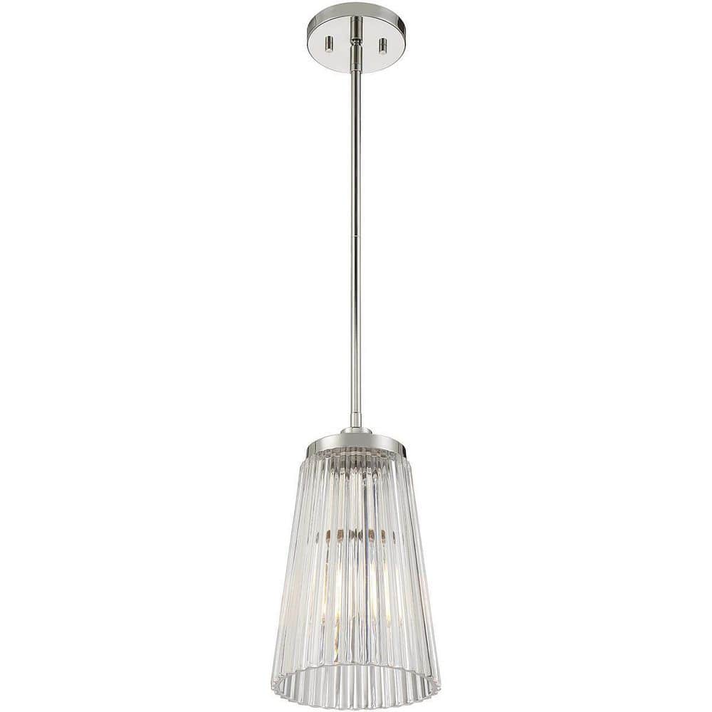Chantilly Polished Nickel Vintage Glass Pendant Light
