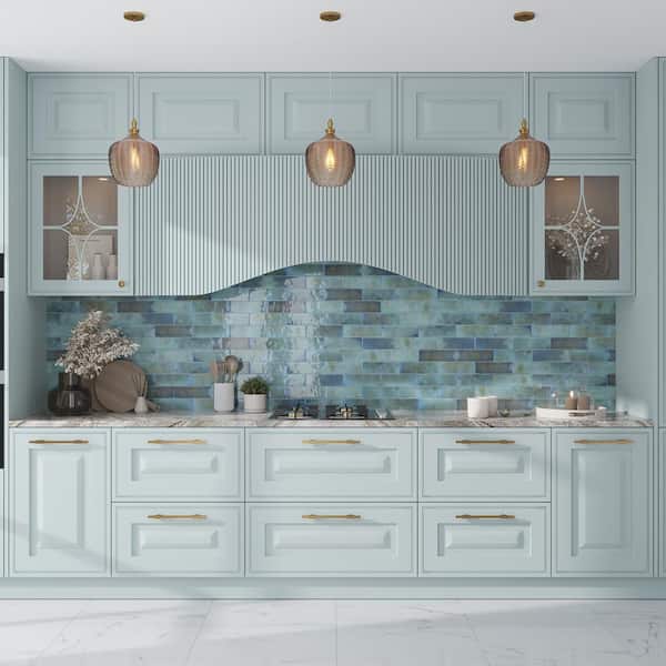 Antiek Blue 2.58 in. x 7.9 in. Glossy Ceramic Subway Wall and Floor Tile (5.38 sq. ft./case) (38-pack)