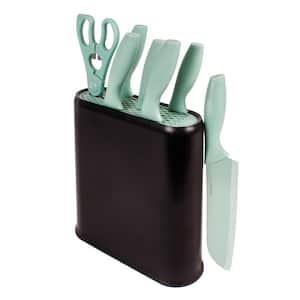 Essentials 8-Piece PP Cutlery Set with Universal Black Knife Block, Mint