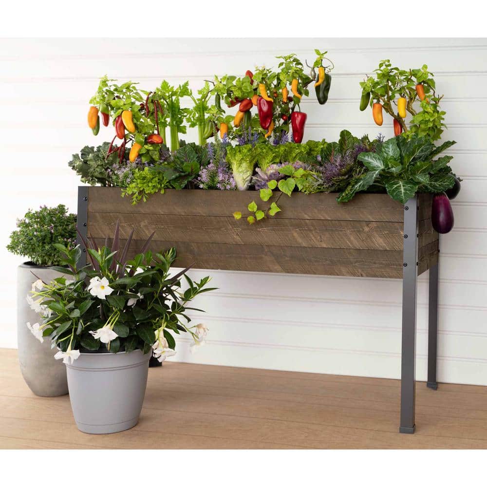 CedarCraft Elevated Spruce Planter with Steel Legs, 21" x 47" x 30"
