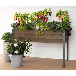 21 in. x 47 in. x 30 in. H Elevated Brown Spruce Wood Planter