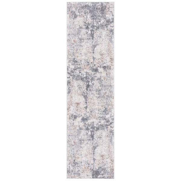 SAFAVIEH Aston Light Gray/Gray 2 ft. x 21 ft. Distressed Geometric Runner Rug