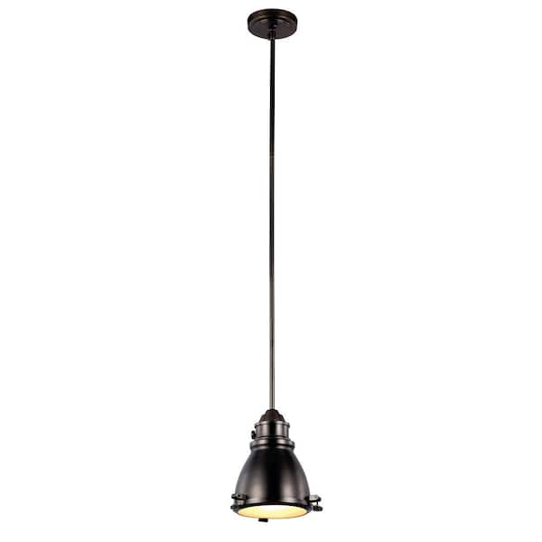 Bel Air Lighting Performance 1-Light Weathered Bronze Mini Pendant Light Fixture with Metal Shade