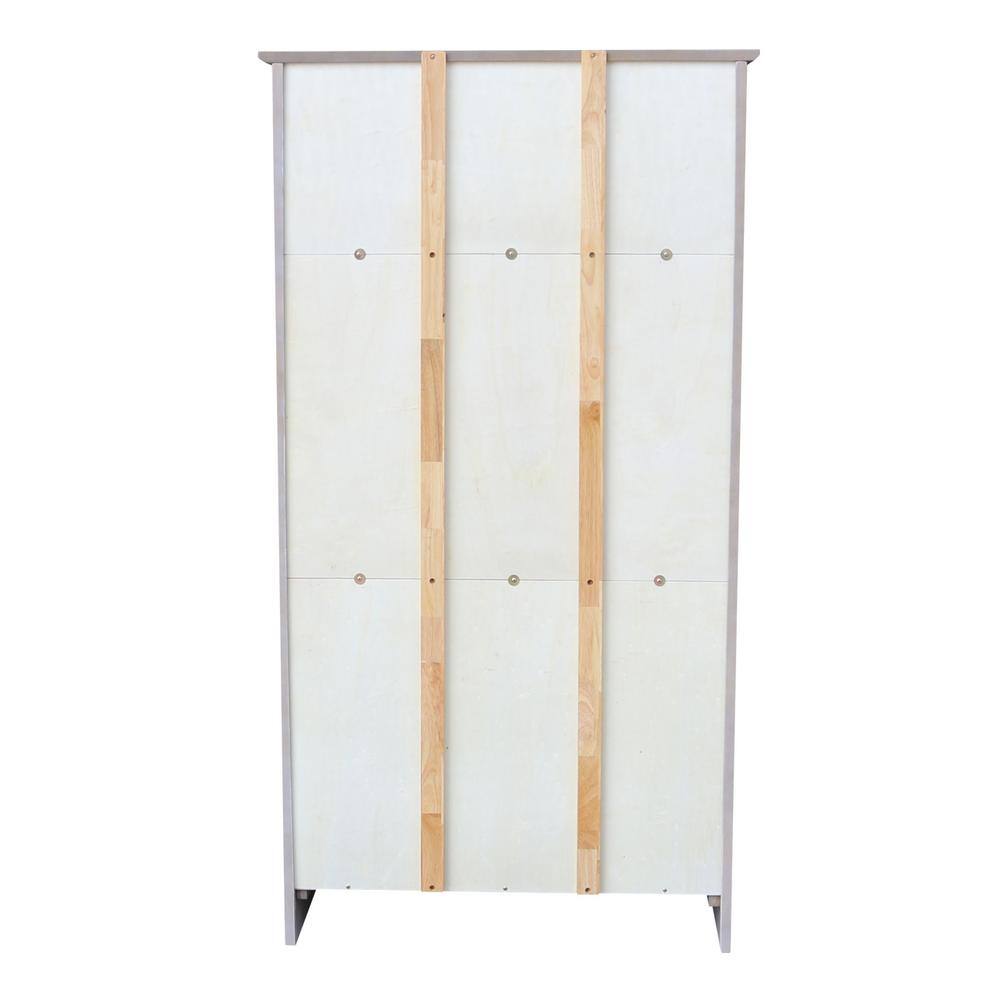 Transitional Washed Gray Solid Wood Adjustable 5-Shelf Bookcase