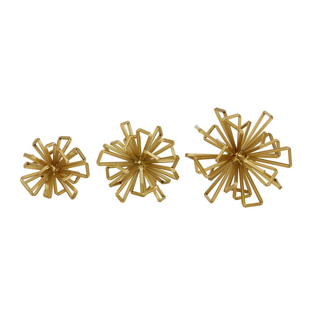 Gold Metal Geometric Sculptures Set of Three