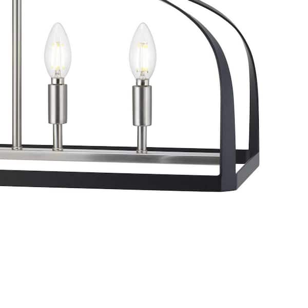 Progress Lighting Abner Mill 6-Light Brushed Nickel Chandelier with Matte Black Accents