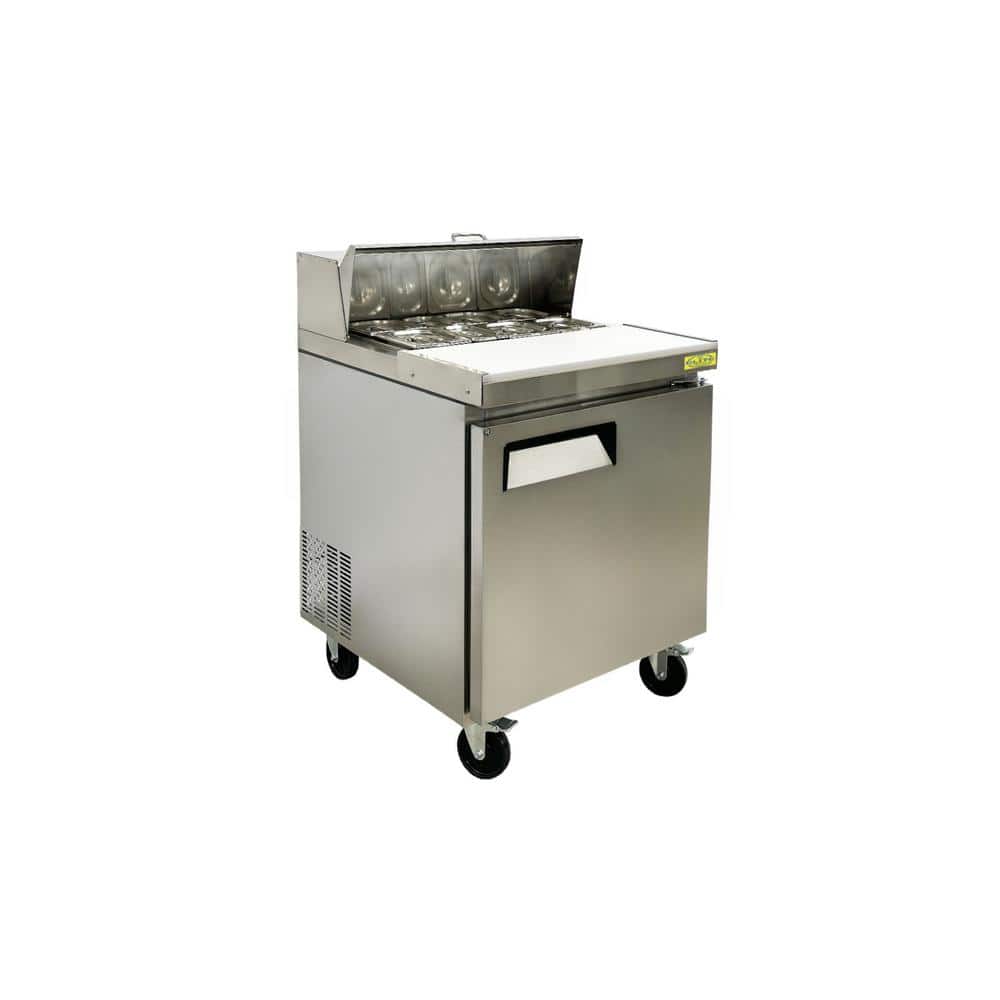 28 in. 7.2 cu. ft. 1-Door Commercial Food Prep Table Refrigerator with Mega Top EAS27R in Stainless Steel