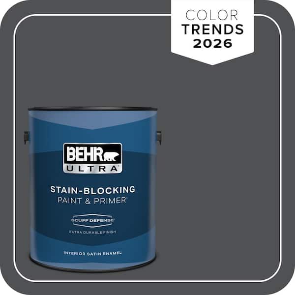 BEHR ULTRA 1 gal. #PPU18-01 Cracked Pepper Extra Durable Satin Enamel Interior Paint & Primer