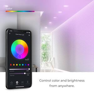 Wi-Fi Smart 6 in. Ultra Slim LED Recessed Lighting Kit 2-Pack, Multi-Color Changing RGB, Tunable White, Wet Rated
