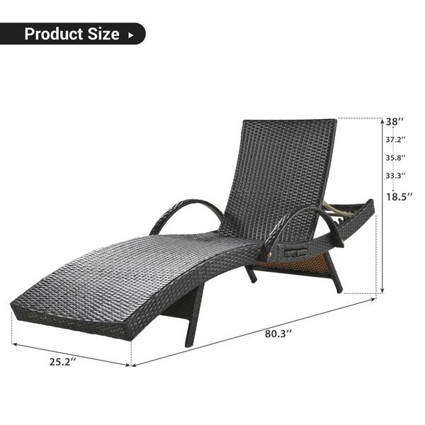 fukutoku0426 　WICKER LOUNGE CHAIR ANGELES HOME Wicker Outdoor Chaise Lounge Chair with Folding