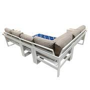 Denver 5-Piece Aluminum Outdoor Patio Fire Pit Deep Sectional Seating Set with Cast Ash Acrylic Cushions