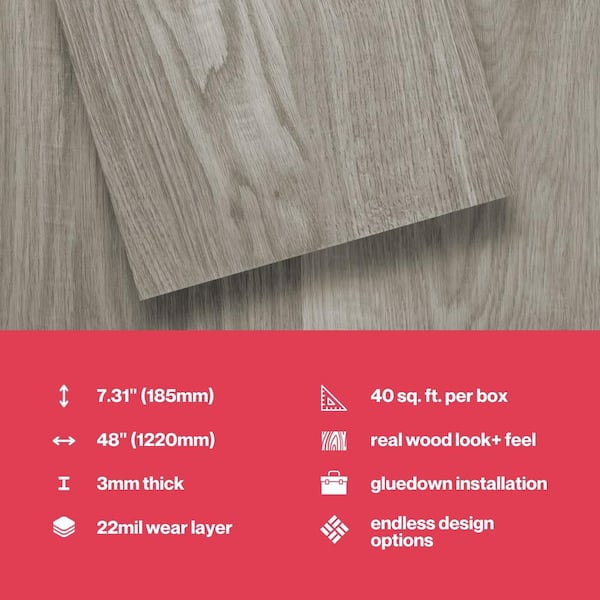 Lucida USA (Sample) Gluecore Shadow Gray Wood Look 22-mil Glue Down Luxury Vinyl Plank