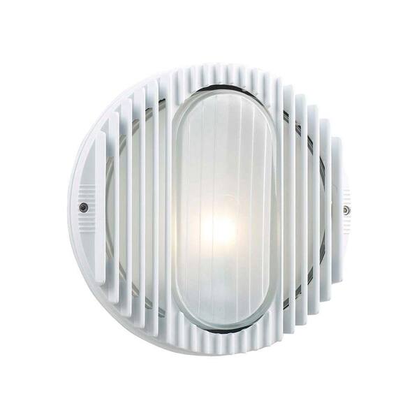 PLC Lighting 1 Light Outdoor Wall Sconce White Finish Frost Glass