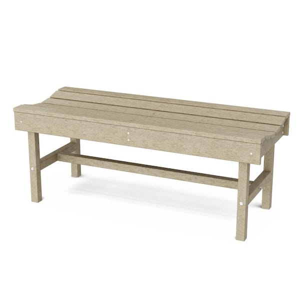 Wildridge Classic 46.5 in. Weathered Wood Plastic Backless Outdoor Vineyard Bench