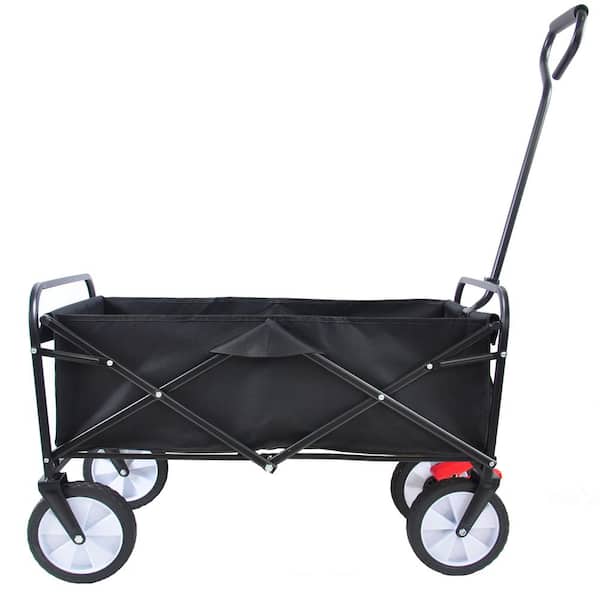 Miscool 3.6 cu. ft. Oxford Fabric Steel Frame Wagon Heavy-Duty Folding Portable Hand Garden Cart with Universal Wheels in Yellow