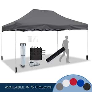 10 ft. L x 15 ft. L Gray Commercial Instant Carport Canopy Pop-Up Tent Adjustable Legs