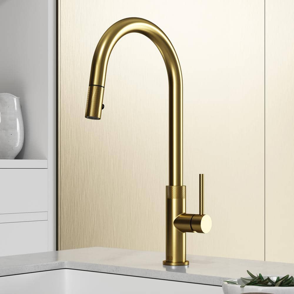 VIGO Bristol Küchenarmatur – 48,3 Cm Hoch, Einhebel, Mattes Gebürstetes Gold, Schwenkbar