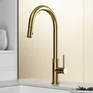 Bristol Single Handle Pull-Down Sprayer Kitchen Faucet in Matte Brushed Gold
