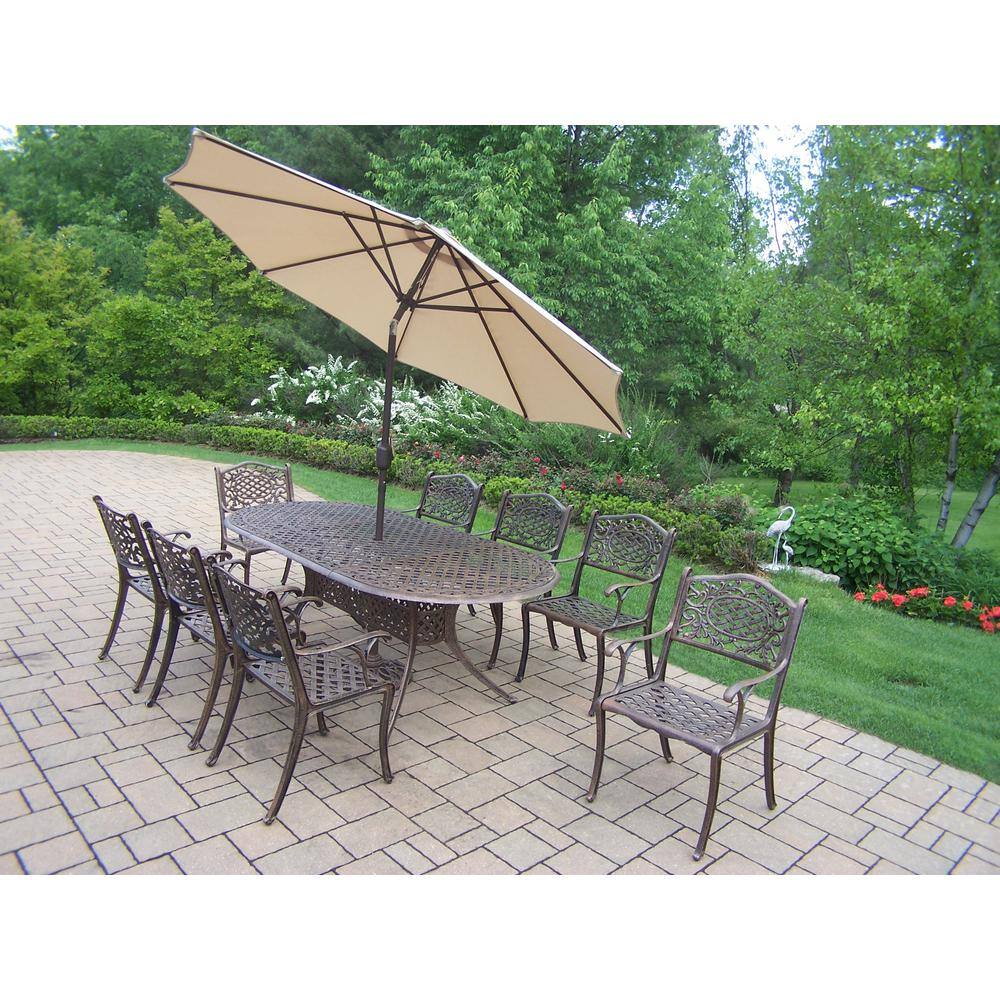 11-Piece Aluminum Outdoor Dining Set And Beige Umbrella-HD2105T-2012C8 ...