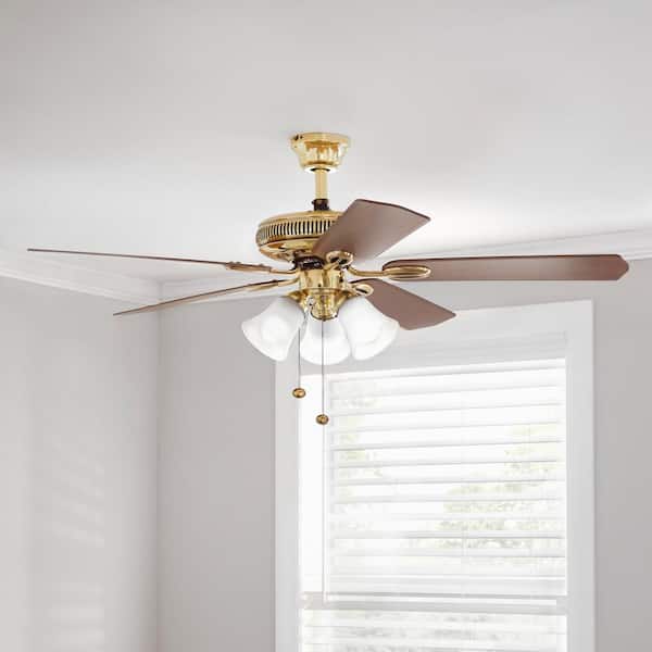 Hampton Bay Glendale 52 in LED Indoor Flemish Brass Ceiling Fan with Light Kit 