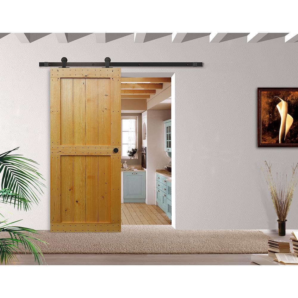 Black Steel Low Profile Barn Door Hardware Kit