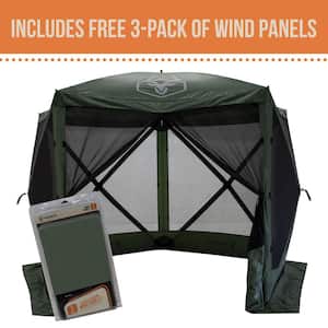 G5 5-Sided Portable Gazebo, Pop-Up Hub Screen Tent, 4-Person Alpine Green, Includes 3 free wind panels