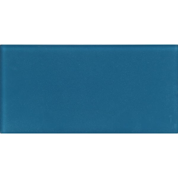 Apollo Tile Ocean Blue 3 in. x 6 in. Matte Finished Glass Mosaic Tile Sample (0.12 sq. ft./Piece)
