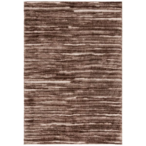 Seattle Shag 9 ft. x 12 ft. Brown/Ivory Striped Area Rug