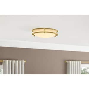 Flaxmere 12 in. Brushed Gold Dimmable Integrated LED Flush Mount Ceiling Light with Frosted White Glass Shade